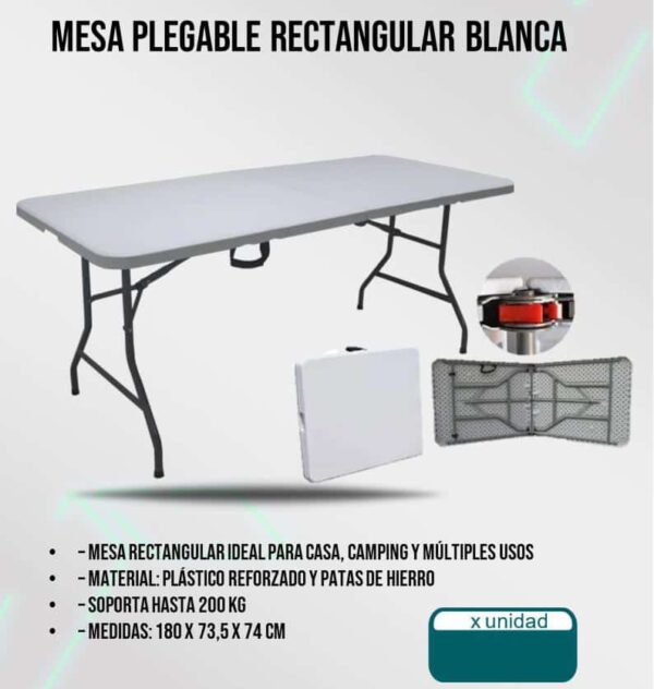 Mesa pleglable rectangular